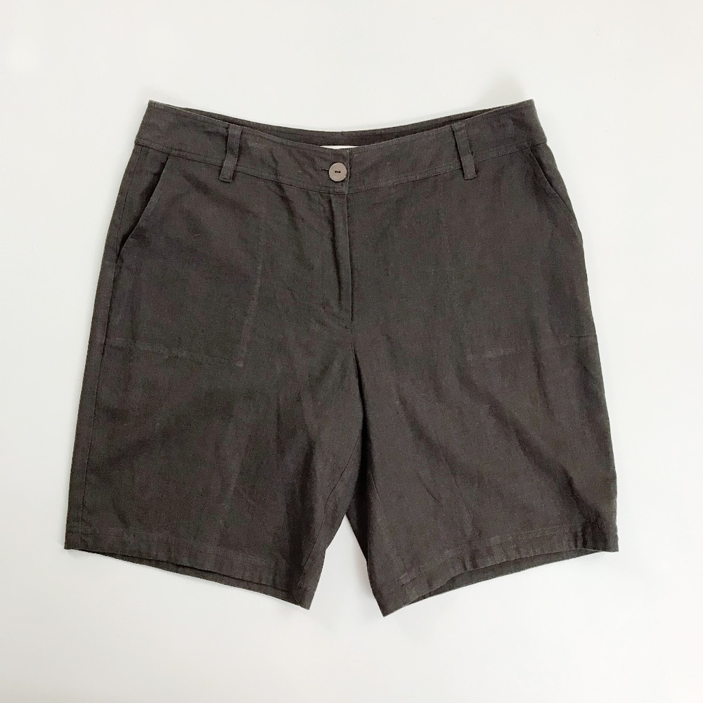 TRAVEL SMITH Linen Bend Bermuda Shorts SZ 12 Relaxed Fit Cocoa Brown